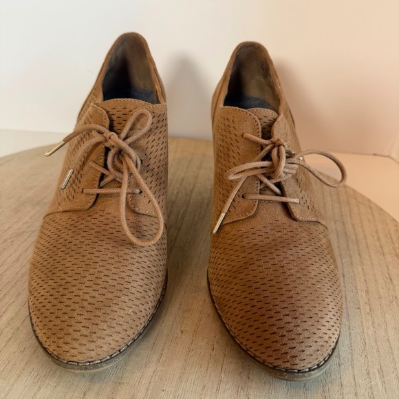 Dr. Scholl’s Women’s Suede Lace-Up Heeled Oxford Shoes Tan Brown US 10M - Picture 2 of 8